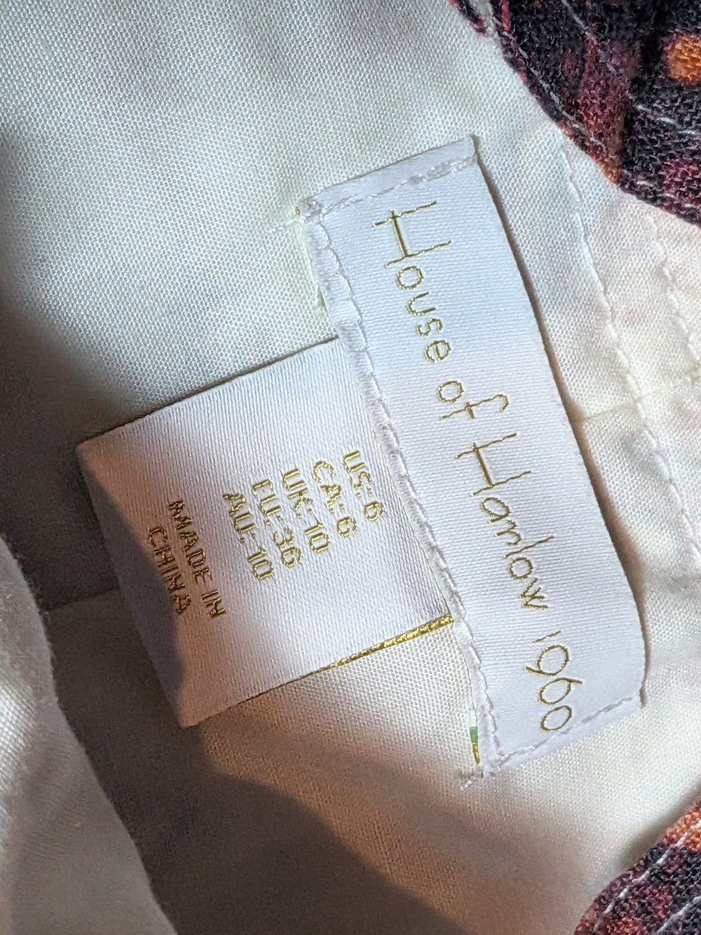 House of Harlow 1960 Floral Romper in White, Mustard & Burgundy - Picture 7 of 7